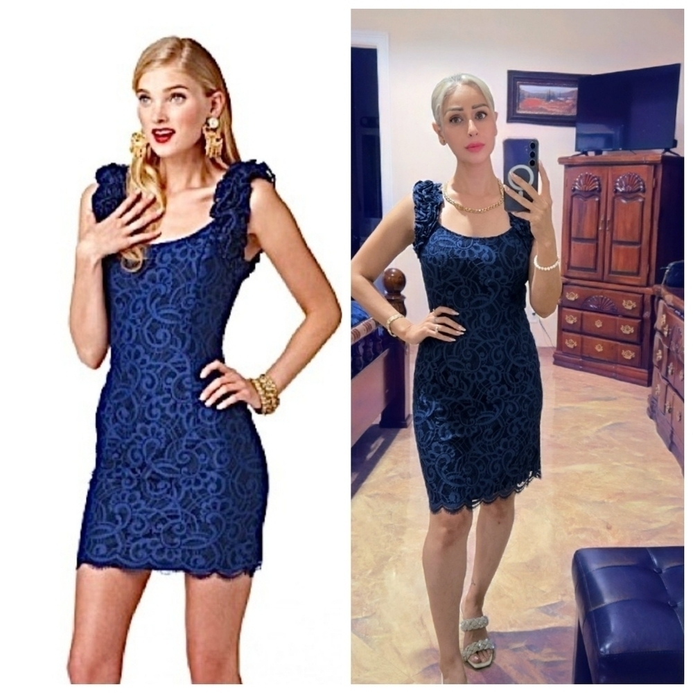 Lilly Pulitzer Mara Navy Two Tone Faced Lace Dress